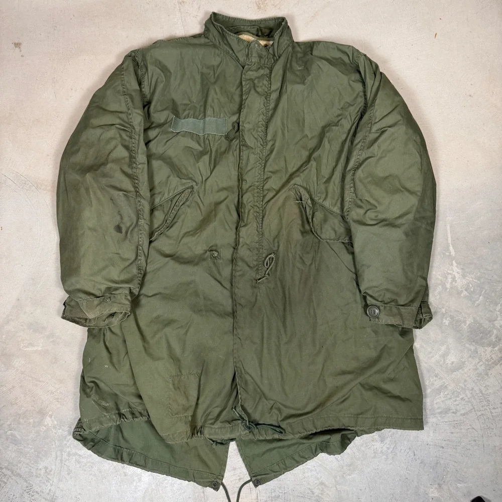 Vintage 1973 US Military M-65 Fishtail Parka Large Olive Drab M65 Jacket w liner